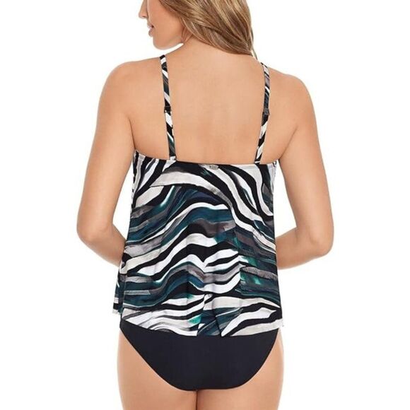 NWT Amoressa Women's Swimwear Swing Underwire Bra Mesh Inset Tankini Top Size 10 - Picture 2 of 14